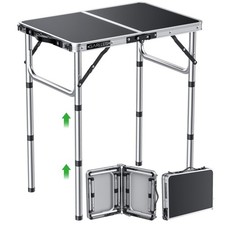 GARLLEN Mesa de Camping Plegable de 2 Pies, Mesa de Picnic Plegable Portátil con 3 Alturas...