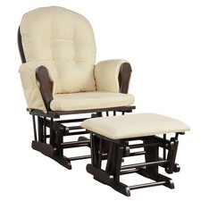 Baby Nursery Relax Rocker Rocking Chair Glider  Ottoman Set w/ Cushion Beige