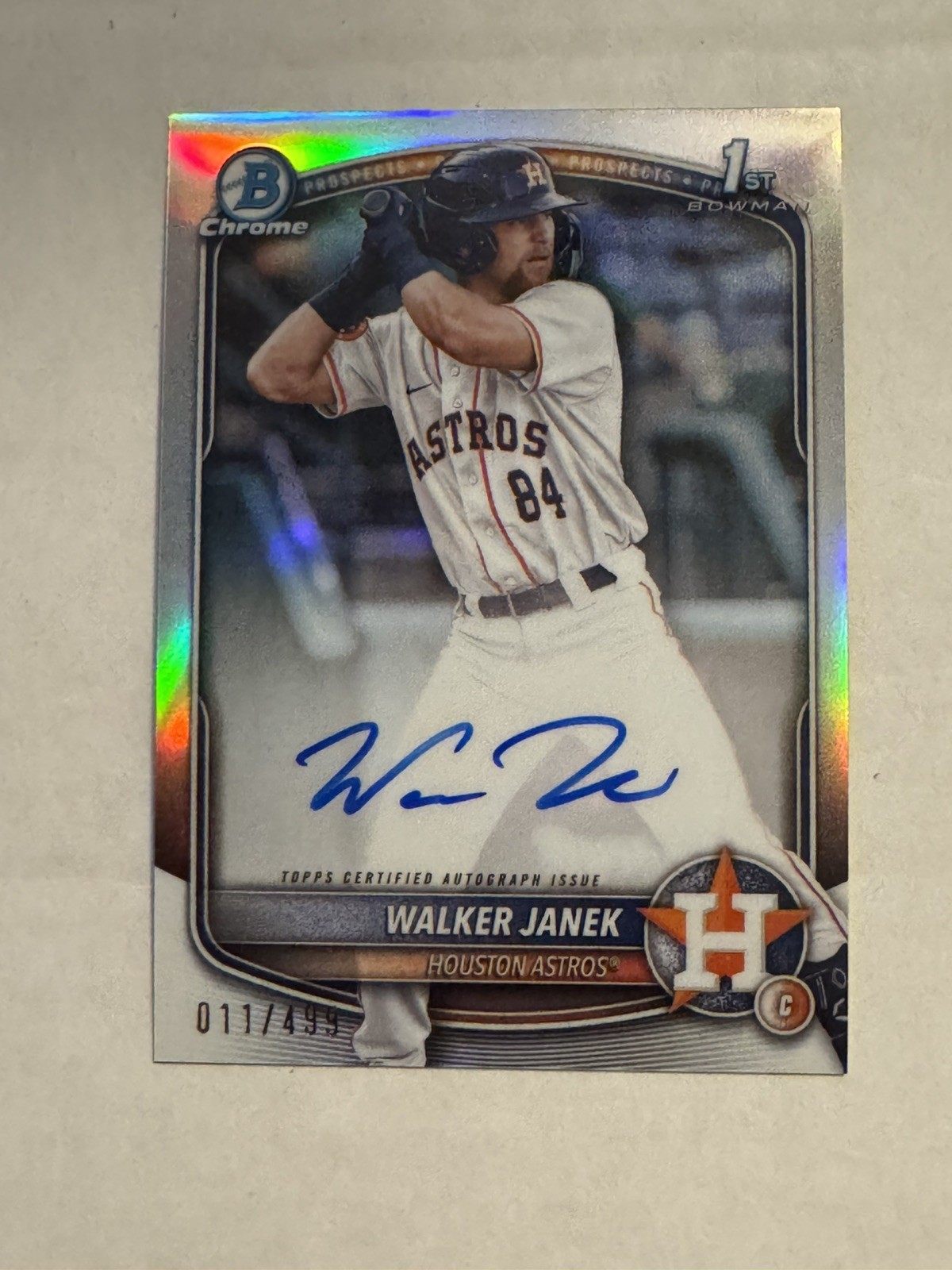 2025 Bowman Walker Janek # CPA-WJA 1st Bowman Chrome Refractor On Card Auto /499