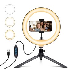 "12"" Selfie Ring Light with Tripod  Phone Holder 3 Modes 11 Brightness LED"