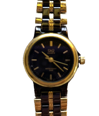 QQ Women's 8 3/4'' Dualtone Watch Black Dial New Battery