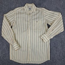 Vintage Mens Lacoste Long Sleeve Button Up Shirt Size 38/M Yellow Strip