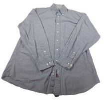 Tommy Hilfiger Shirt Men's L Custom Fit Gingham Check White Blue Preppy