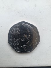 rare 50p Atlantic salmon coin circulated no privy mark
