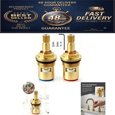 2-Pack Brass Faucet Cartridge Replacement, 1/2" Ceramic Disc Valve