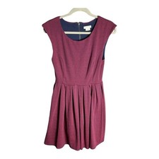 Cooperative Purple Striped Sleeveless A Line Lined Dress Exposed Zipper Sz 2