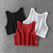 Fishnet Sexy Mesh Crop Top Y2K Rave EDM Festi...
