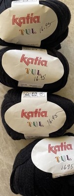 Lot of 4, Katia TUL Yarn, Bone, Cotton/Nylon, 50gm/27yds, Color #54, Black