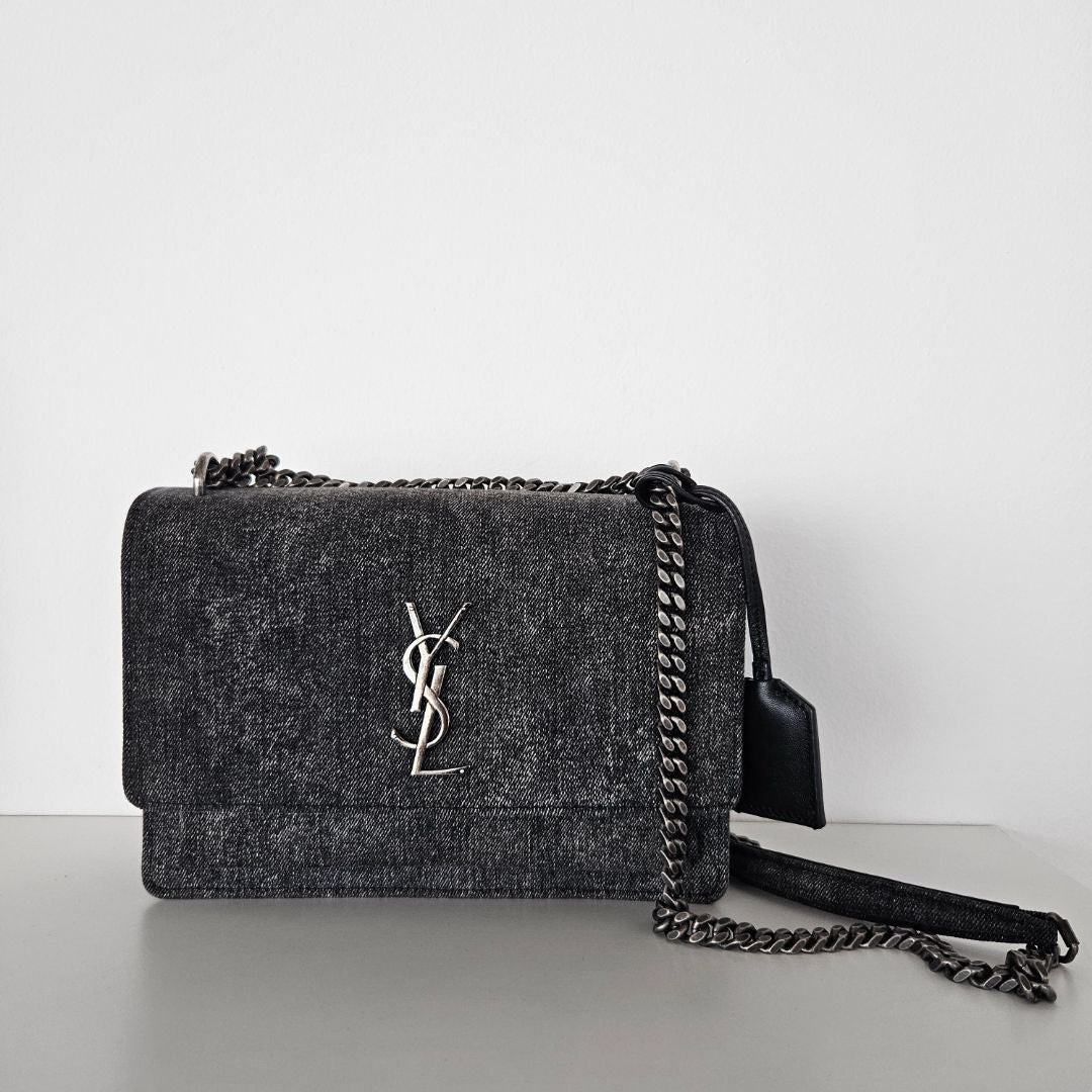 Saint Laurent Borsa Tramonto Denim Grigio