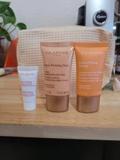 Clarins Extra Firming Skincare Trio  3 Pc Facial Set w/ Clarins Cosmetic Bag 
