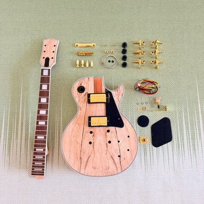 Single Cut Electric Guitar DIY Kit Spalted Maple Top Mahogany Body GD part 22F