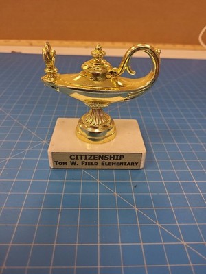 Vintage Genie Lamp of Knowledge Citizenship Trophy Tom W Field Elementary Award