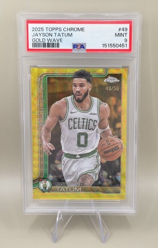 2025-26 Topps Chrome Jayson Tatum Gold Wave /50 PSA 9 Mint #49 Rare Celtics π₯