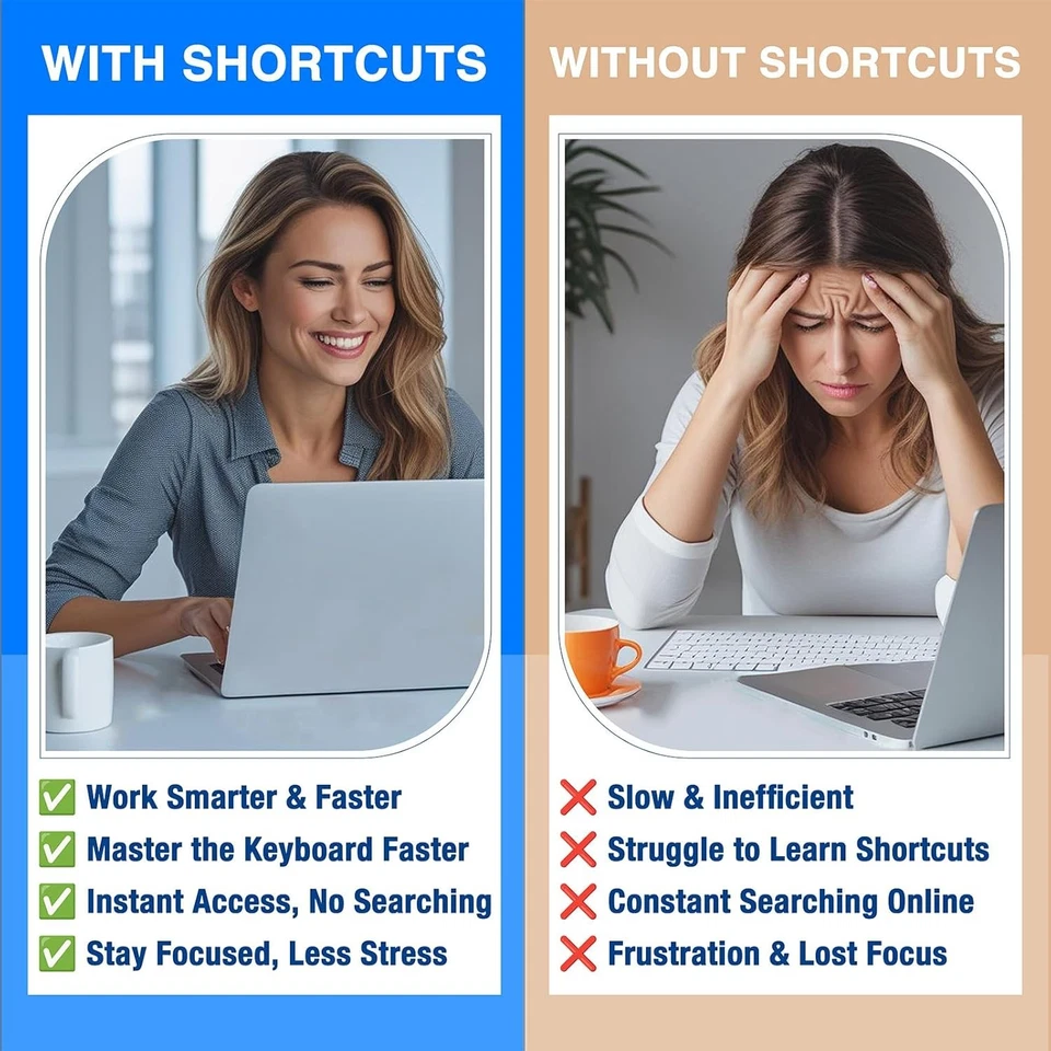 MacBook Shortcuts Sticker (2-Pack) Mac OS Cheat Sheet | Fits Pro/Air M1 M2 M3 M4 - Image 2 of 4