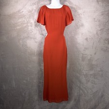 Reformation Coralie Dress Womens Size 6 Orange Maxi Flutter Sleeve Glam