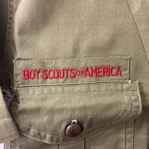 Chemise uniforme scout garçon vintage années 60 vert armée sans col  - Photo 4/6