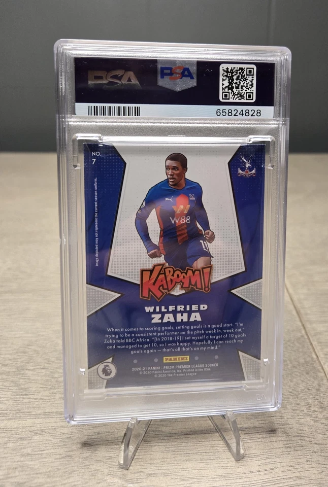 2020-21 Panini Prizm Premier League Soccer Wilfried Zaha #7 Kaboom! PSA 8 Palace - Image 2 of 2