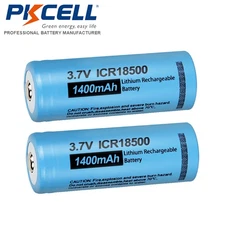 2 x 18500 Li-ion Batteries 3.7V 1400mAh Rechargeable Button Top for Yard Lights