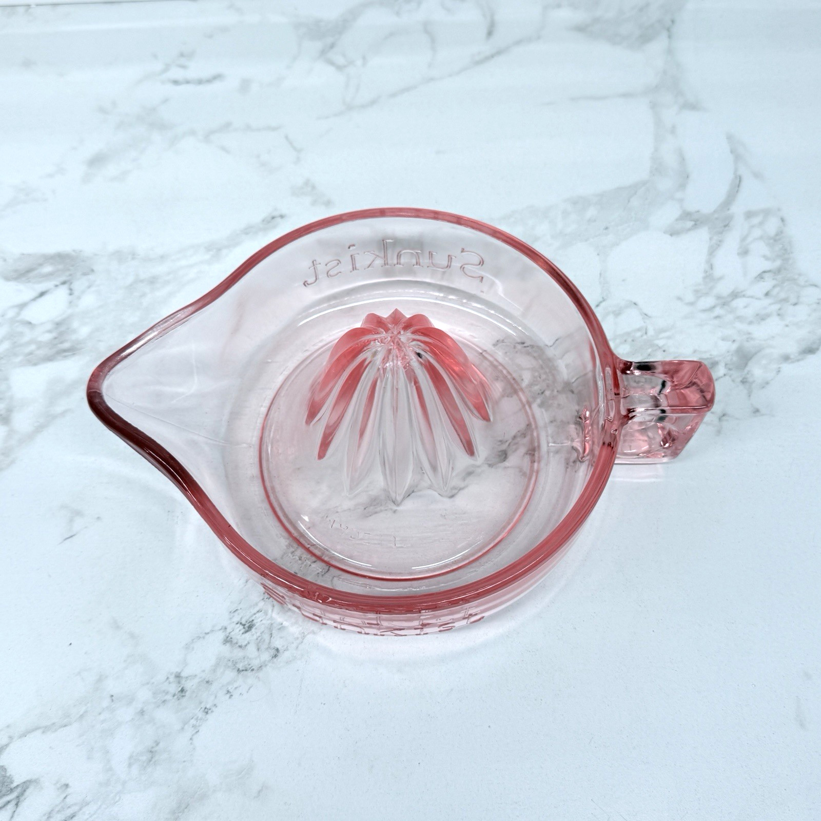 Vintage Sunkist Juicer Reamer Pink Depression Glass Collectible