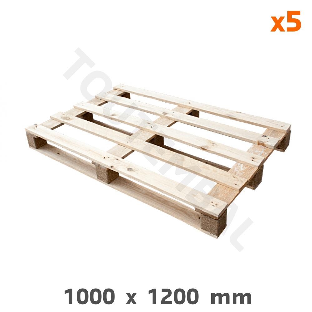 Palette bois de réemploi légère 1200 x 1000 mm pour rangement entrepôt