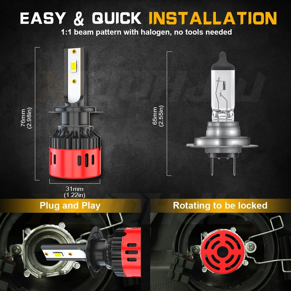 4x Para Volvo XC90 2003-2014 H7 y H11 Faro Alto/Bajo LED Combo 6000K Kit Bombilla Foto 4 de 4