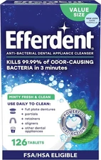Efferdent Retainer & Denture Cleaning Tablets – Minty Fresh, 126 Count