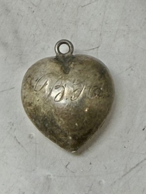 ANTIQUE STERLING PUFFY HEART CHARM MONOGRAMED BJC
