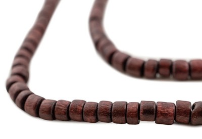 Dark Brown Nugget Natural Wood Beads 5mm Cylinder 16 Inch Strand