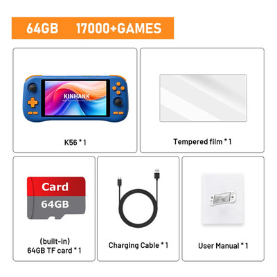 KINHANK K56 Retro Handheld-Spielkonsole 5,5'' Touch Android 14 PS1 PSP DC WiFi