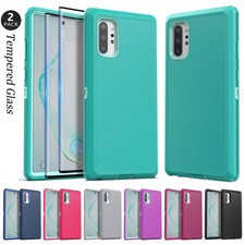 For Samsung Galaxy Note 10 Plus Hybrid Shockproof Case Hard Cover Tempered Glass