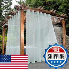 Bonzer Sheer Outdoor Curtains For Patio Waterproof - 2 Panels Wide Grommet