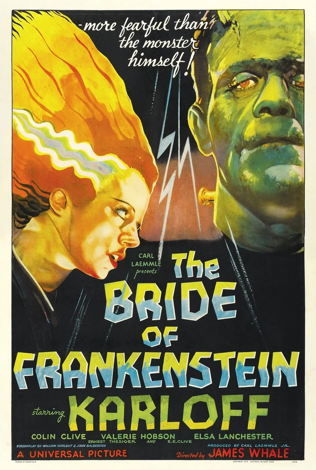 Bride Of Frankenstein movie poster : Boris Karloff, Elsa Lanchester : 11" x 17"