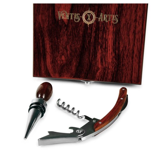 Wine Key Cork Screw Opener Gift Premium Wood Bar Stopper Home Case Fathers Day - Picture 3 of 4
