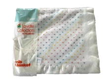 NEW VTG HEALTH-TEX BABY BLANKET COTTON Thermal Waffle HEARTS NYLON Trim 36X50