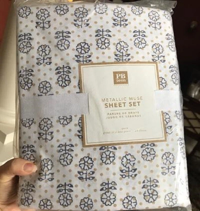 Juego de sábanas Pottery Barn metálicas musa lavanda gemelas orgánicas púrpura grises 3 piezas 🦩 Foto 2 de 2