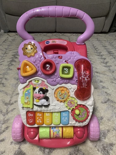 VTech Sit to Stand Learning Walker Pink Activity Toy Lights Sound