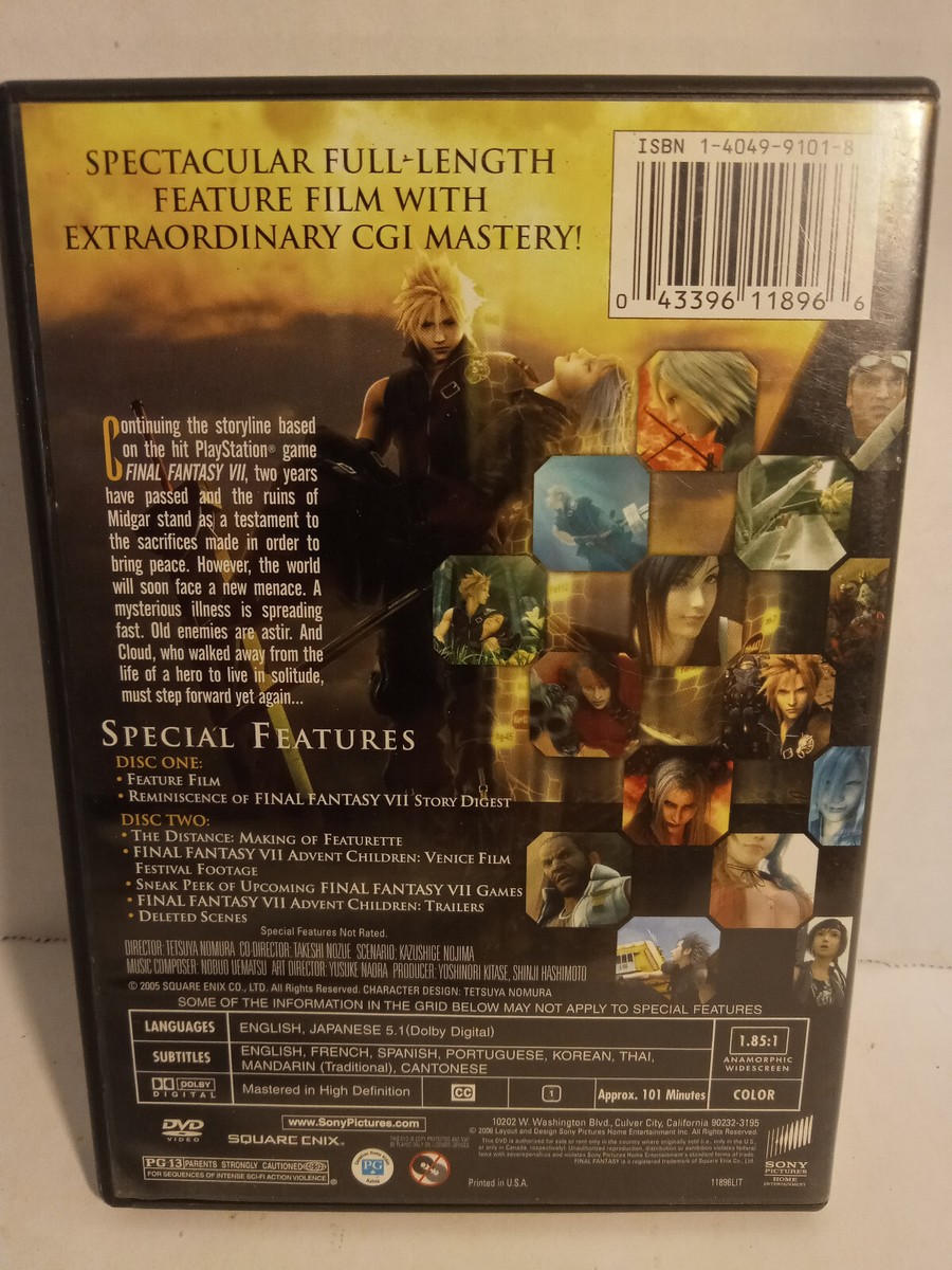 DVD Final Fantasy VII 7 Advent Children 2-Disc Special Edition