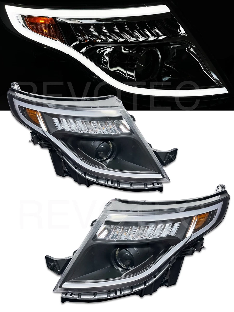 Black LED Bar Projector Headlights For 2011 2015 Ford Explorer