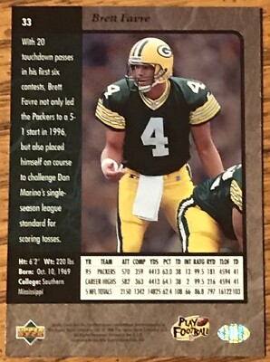 Brett Favre 1996 Upper Deck SP Card #33 Green Bay Packers NFL HOF