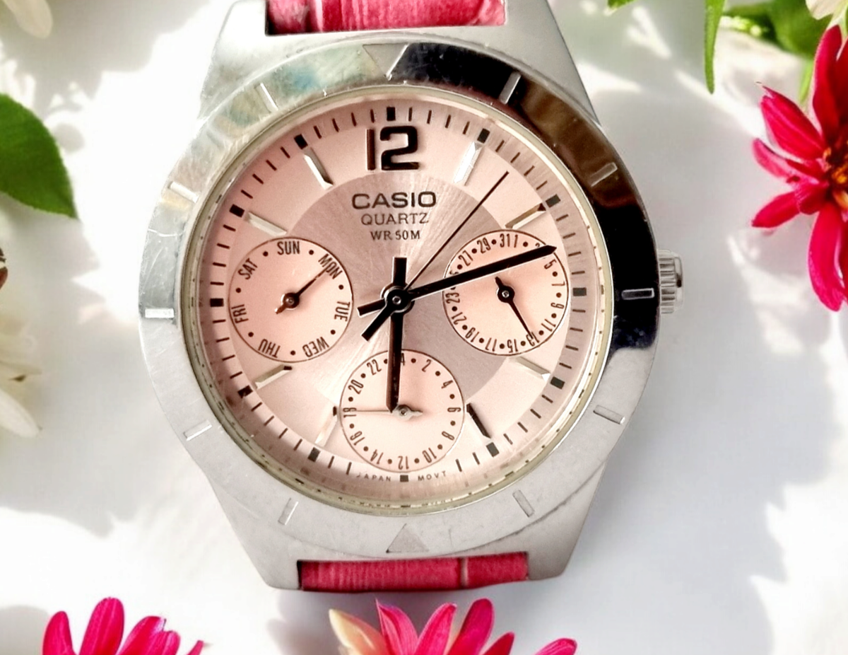 ★カシオ 腕時計 レディース ピンク文字盤 LTP-2069D-4A Casio LTP-2069D-4A3VEF - MTP Watch • Watchard.com