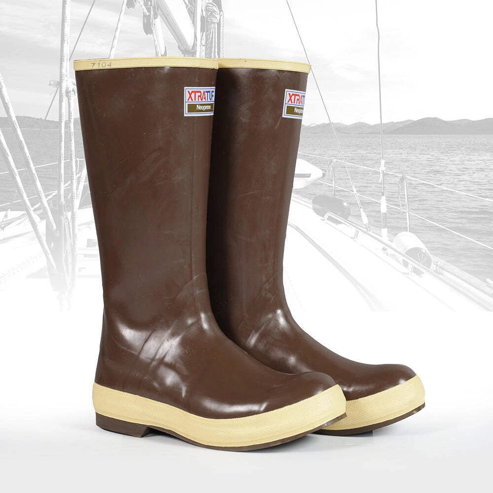 XTRATUF Men's 15" Non-Insulated Legacy Brown Deck Sailing Boots Wellingtons
