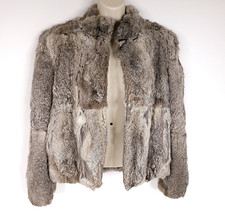 Split End Ltd Vintage Genuine Rabbit Fur Coat Jacket Size S Cream Tan Brown