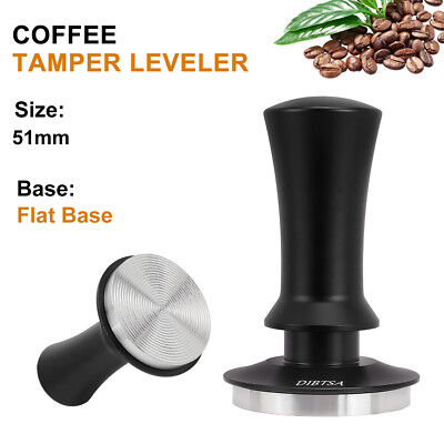 51mm Coffee Tamper Espresso Calibrated Hammer Leveler Spring Loaded Ripple Base