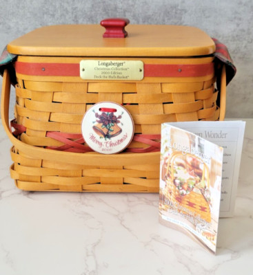 Longaberger 2000 Christmas Collection Deck The Halls Basket w Lid, Liner, & More
