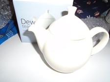 For Life Teapot Pottery 14 oz.Natural cotton color w/ Basket infuser New