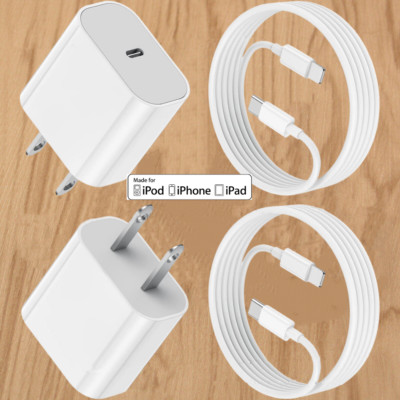 20W PD Fast Charger USB C Power Block 3/6Ft Cable For iPhone 14/13/11/12 Pro Max