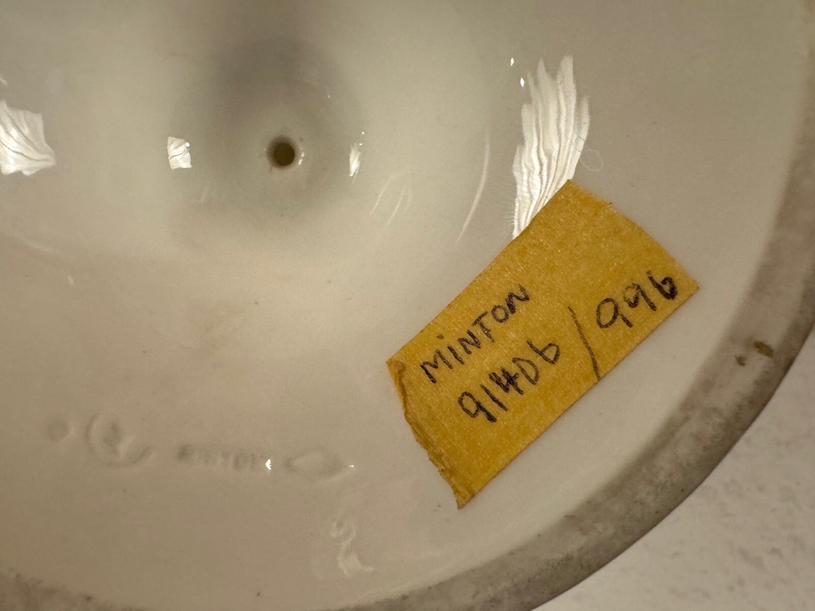 Antique Minton Porcelain Compote Blue Gold & Painted Landscape Scenes Decoration