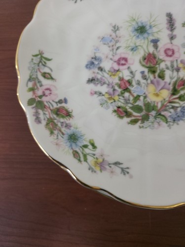 2 Vintage Aynsley Bone China Wild Tudor 8-1/4" Plates Floral Gold Rim England - Picture 5 of 10