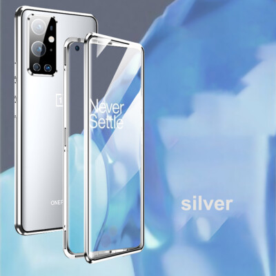 Metal Edge Bumper Magnetic Front+ Back Double-Glass For OnePlus 9 Pro Case Cover