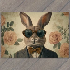Art Print Rabbit Suit Sunglasses Floral Bow Tie Dapper Easter Retro Cool Bunny